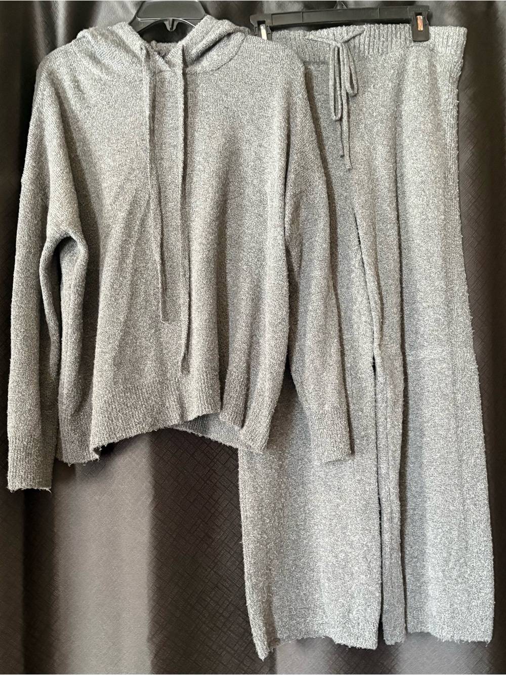 Time and Tru Heather Gray Knit Hoodie & Lounge Pants Set